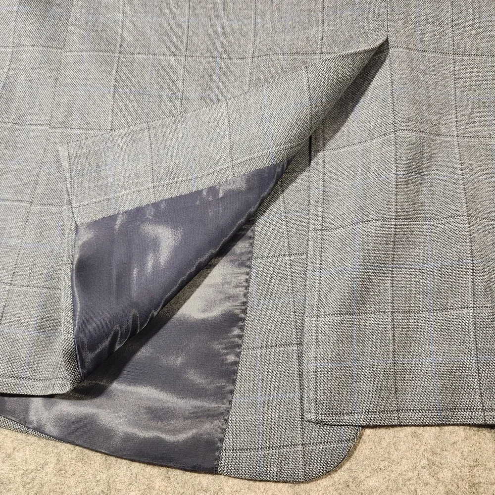 Lauren Ralph Lauren Blazer Mens 48R Gray Silk Wool‎ Windowpane Two Button Jacket